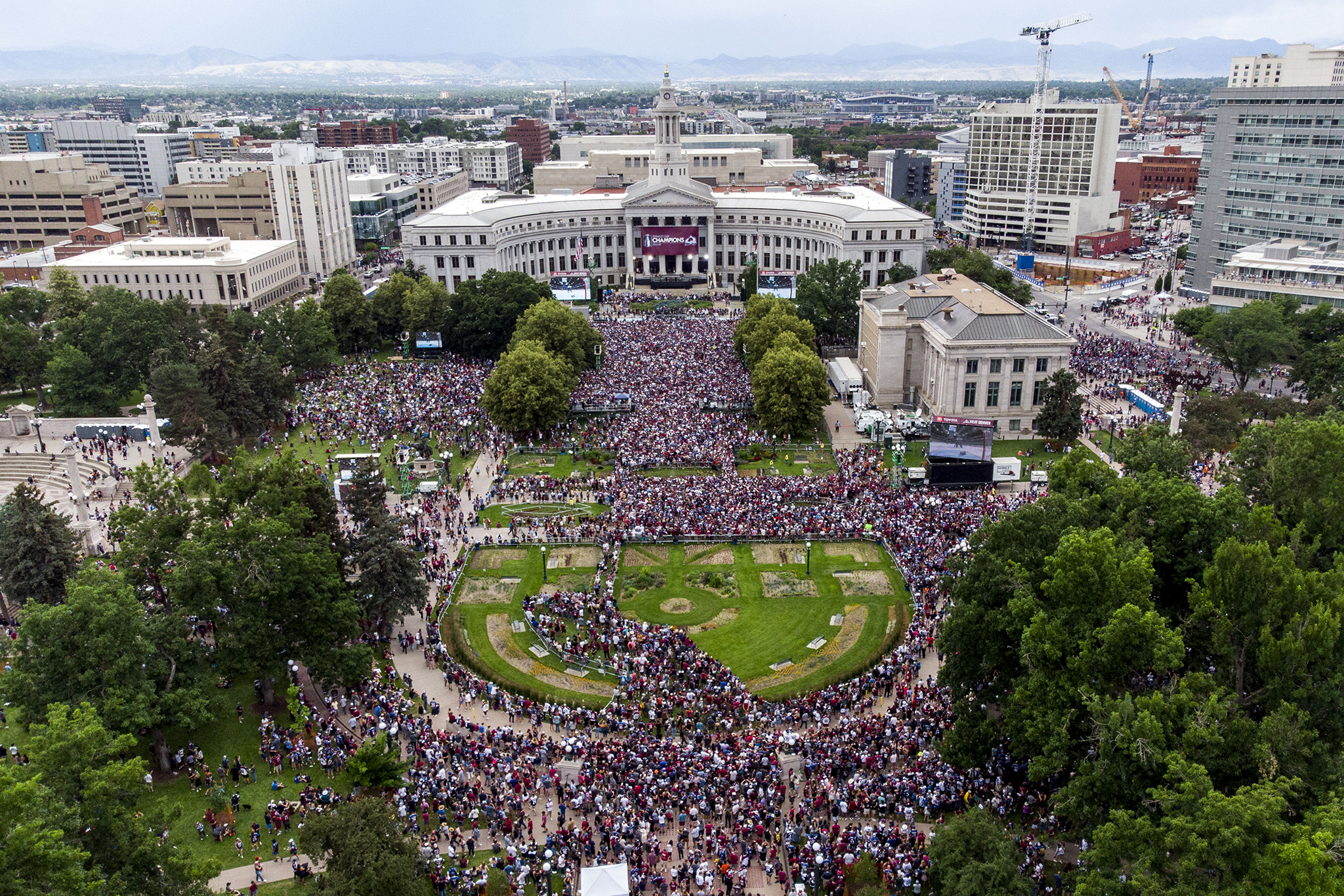 Civic Center Park is filld with people during a rally for the Colorado Avalanche and their Stanley Cup win. June 30, 2022.