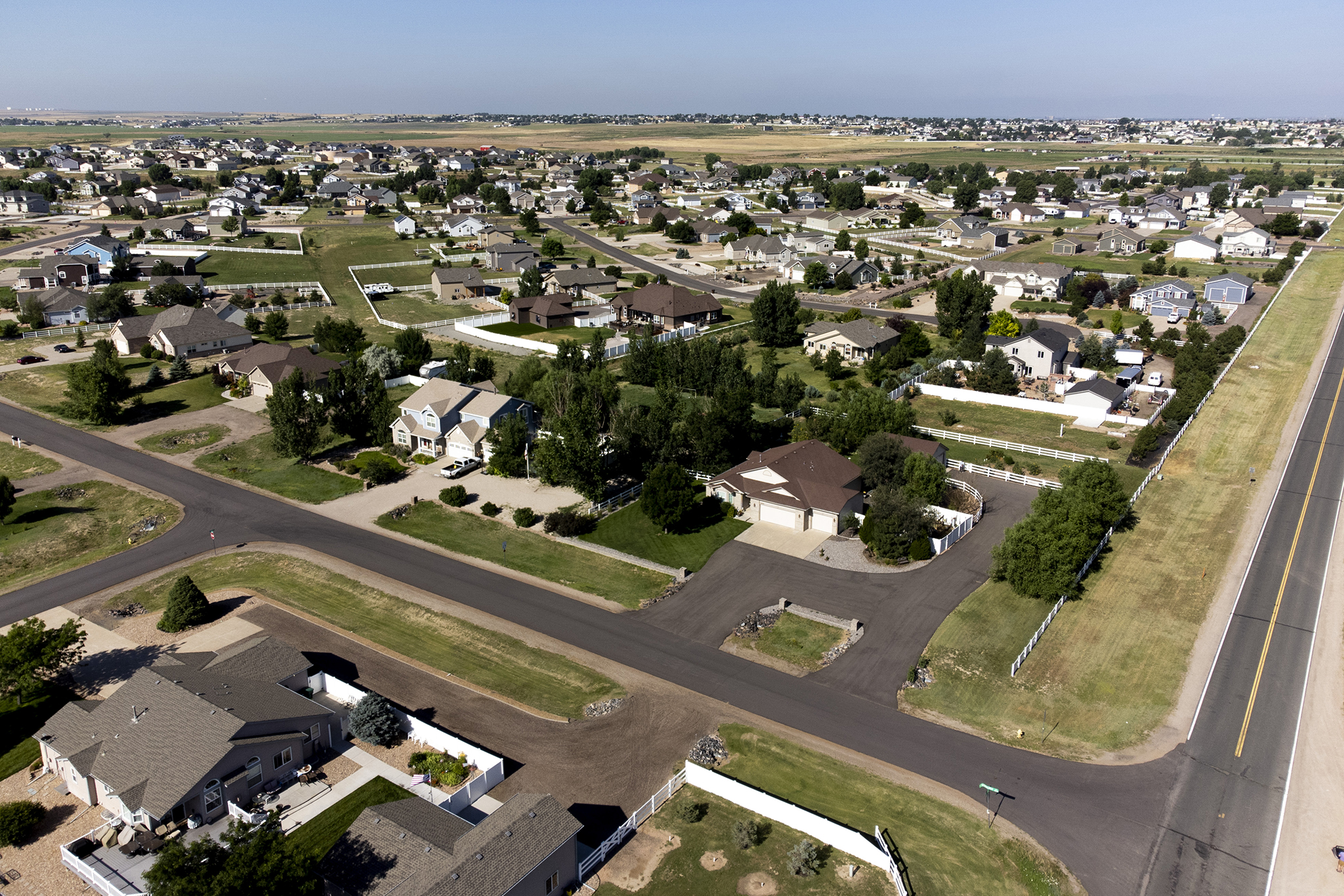 A neighborhood in Hudson, Colo., northeast of Denver. July 15, 2023.